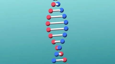 Animation of dna strand spinning over blue background Stock Footage 266976903