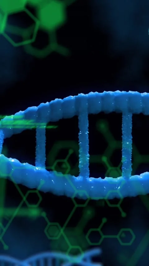 Animation of dna strands and data processing on black background Stock Footage 320513250