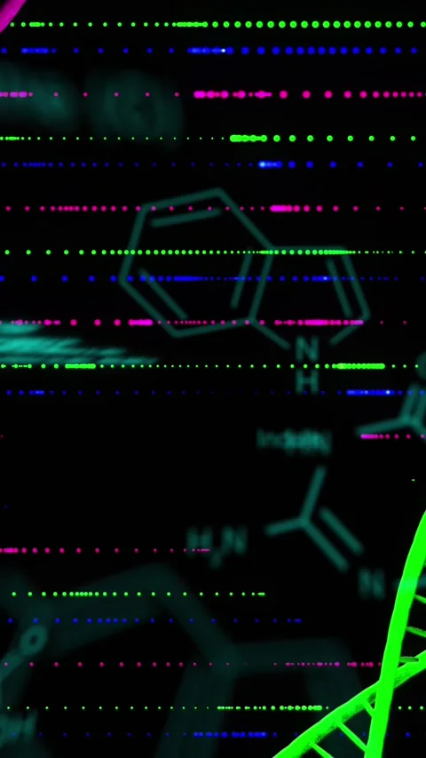 Animation of dna strands with data processing over chemical structures Stock Footage 341953257