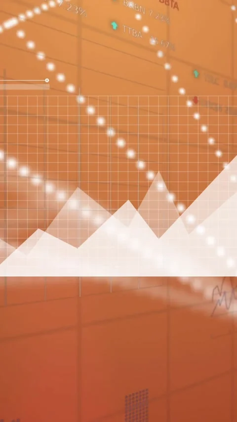 Animation of dna strands over data processing on orange background Stock Footage 323578222