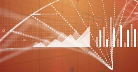 Animation of dna strands over data processing on orange background Video stock 327900892