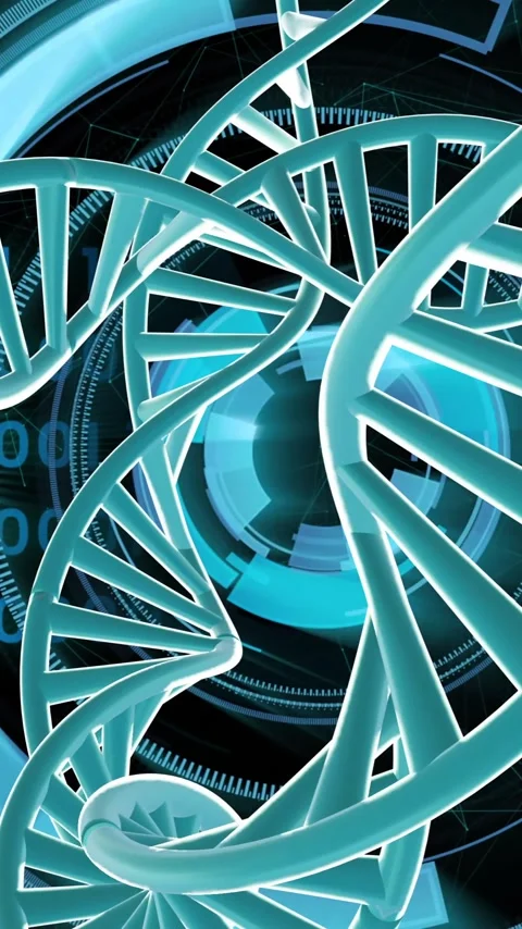 Animation of dna strands spinning with binary coding data processing over black Stock Footage 323782419