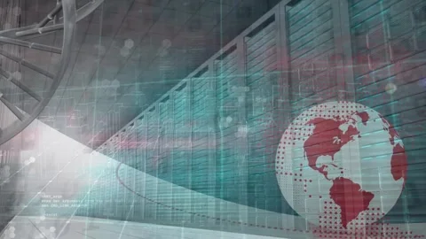 Animation of dna structure and globe spinning against binary coding over Stock Footage 327714260