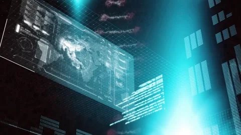Animation of dna structure spinning over interface with data processing against Stock Footage 326306020