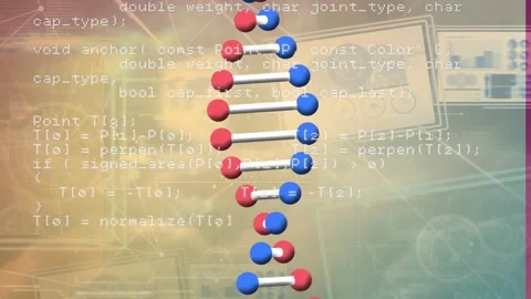 Animation of dna structure spinning over data processing against clouds in the Stock Footage 329232298