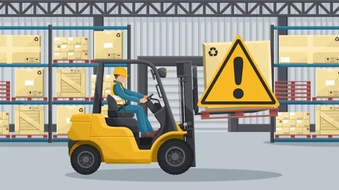 Animation of do not drive with the forks raised or with a elevated load Stock Footage 324059092