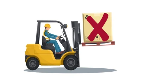 Animation of do not drive with the forks raised or with a elevated load Видео 324059265