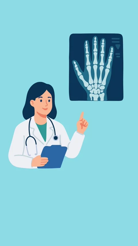 Animation of doctor analyzing hand X-ray image Stock Footage 340956019