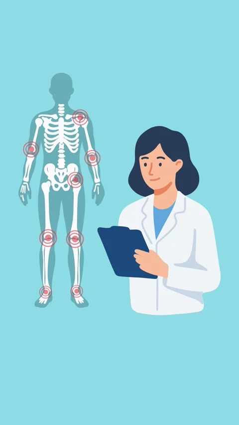 Animation of doctor analyzing the patient's skeletal structure Stock Footage 340956033
