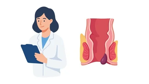 Animation doctor explaining external hemorrhoids Stock Footage 340826006
