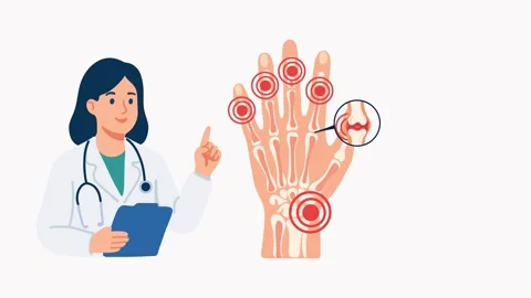 Animation doctor explaining hand joint pain and arthritis Stock Footage 340826022