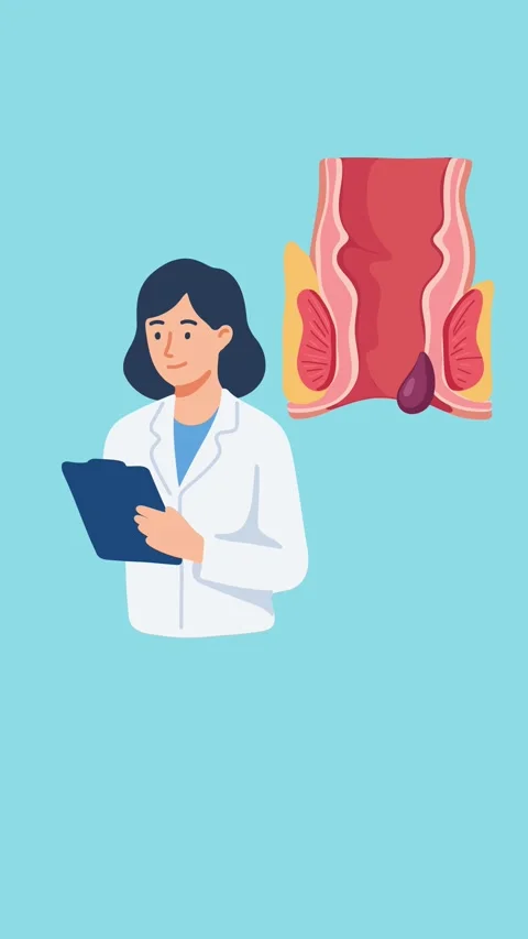 Animation of doctor explaining hemorrhoid symptoms and treatment Stock Footage 340956051