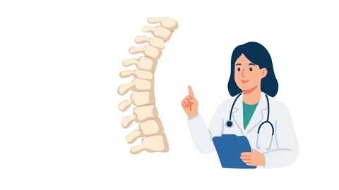 Animation doctor explaining human spine anatomy Stock Footage 340825886