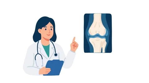 Animation doctor explaining knee joint anatomy Stock Footage 340826010