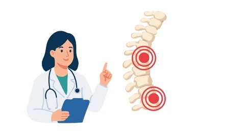 Animation doctor explaining spine pain and spinal disorders Stock Footage 340825993