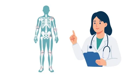 Animation doctor presenting human skeleton anatomy Stock Footage 340825905