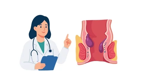 Animation doctor presenting internal hemorrhoids anatomy Stock Footage 340825811