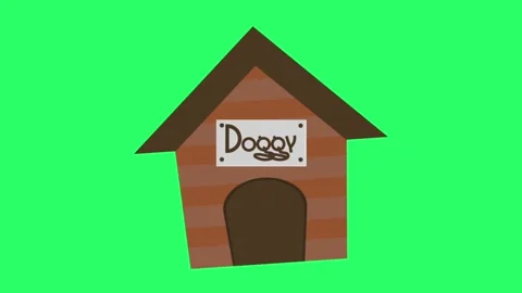 Animation dog house isolate on green background. Vídeo Stock 263169435