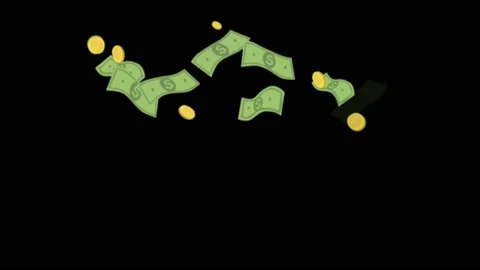Animation dollar banknotes floating on black background. Stock Footage 212018924