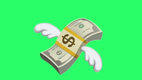 Animation dollar banknotes fly on green background. Stock Footage 255349086