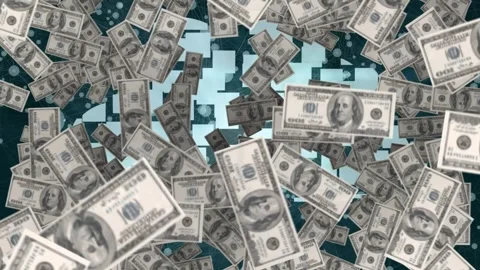 Animation of dollar banknotes over cloud icon and network of connections Stock Footage 328148844