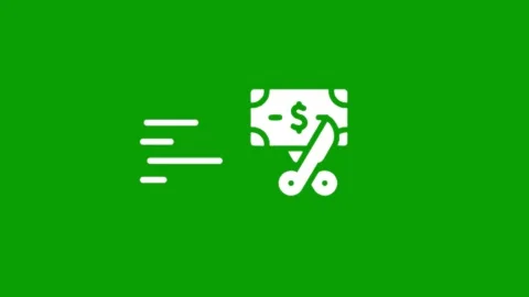Animation of dollar bill being cut by scissors on green background represen.. 库存影片 347377600