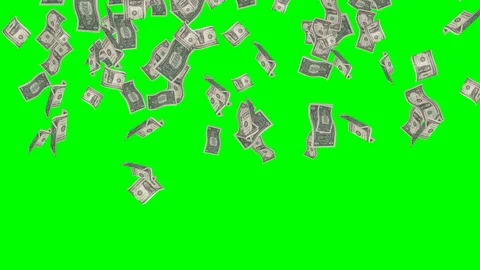 Animation of dollar bills falling on green screen, concept of business Stock Footage 117941786