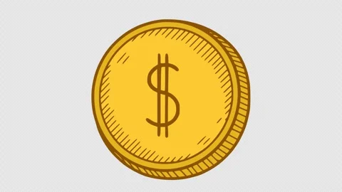 Animation dollar coin hand drawn style Stock Footage 335785105