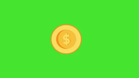 Animation Dollar Coin Rolling on Green Screen Stock Footage 342367019
