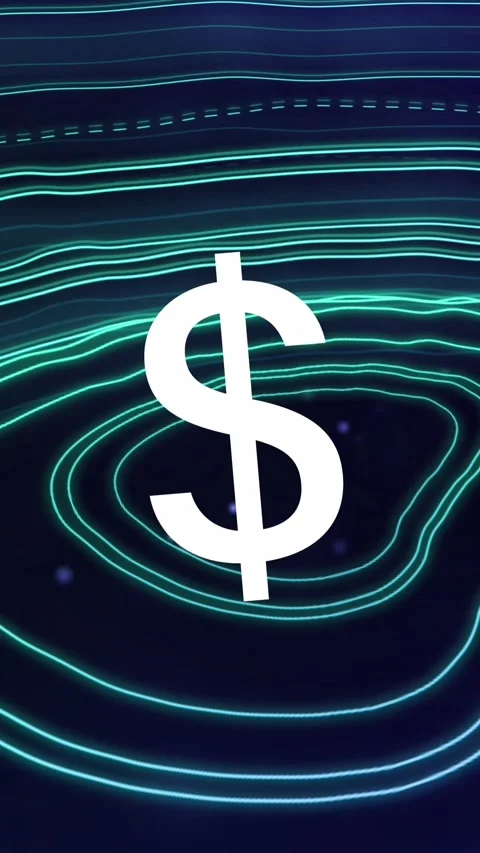 Animation of dollar symbol over topography patterns against blue background Stock Footage 344774774