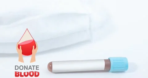 Animation of donate blood text over blood sample Stock Footage 159235358