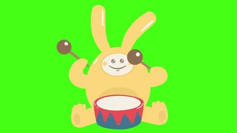 Animation Doodle Hare With Drum Stock Footage 126577925