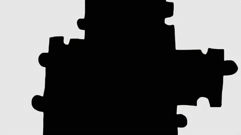 Animation with doodle puzzles. Fill in black puzzle pieces on a green form. Video stock 182902365
