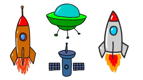 Animation of doodle style space rocket Stock Footage 142225850