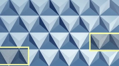 Animation of dots and rectangles over 3d rhombuses pattern in background Stock Footage 248822087