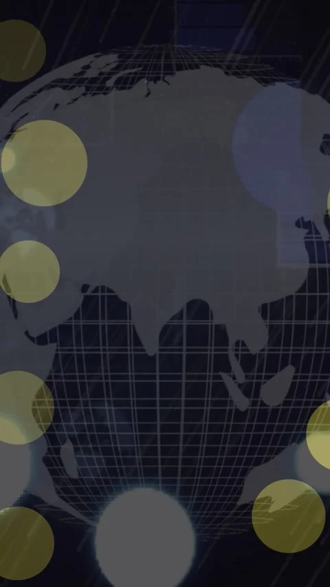 Animation of dots blinking over globe on black background Stock Footage 322954948