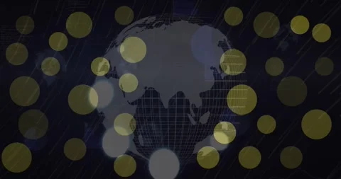 Animation of dots blinking over globe on black background Stock Footage 328298732