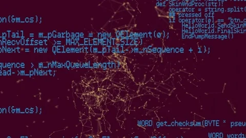 Animation of dots connected with lines forming abstract shapes over programming Stock Footage 326099895