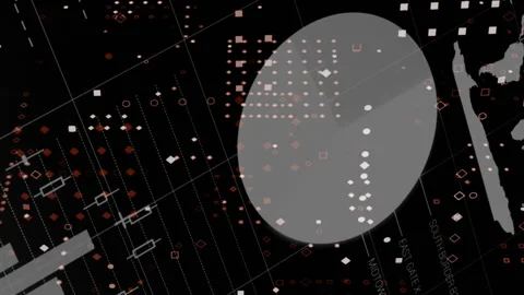 Animation of dots forming abstract pattern over infographic interface against Stock Footage 313308551