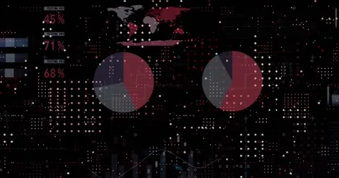 Animation of dots forming abstract pattern over infographic interface against Stock Footage 328087332
