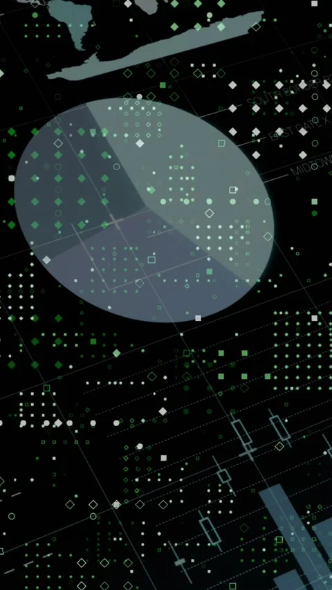 Animation of dots forming abstract pattern over infographic interface against Stock Footage 342033857