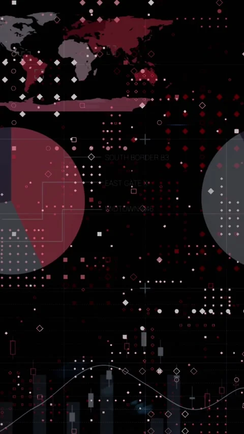 Animation of dots forming abstract pattern over infographic interface against Stock Footage 342033868
