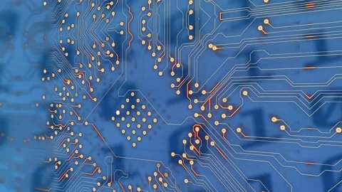 Animation of dots forming circuit board pattern over binary codes Stock Footage 221008039