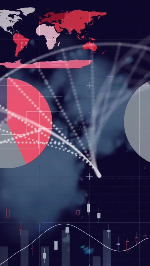 Animation of dots forming dna helix over infographic interface against smoke in Stock Footage 321172443