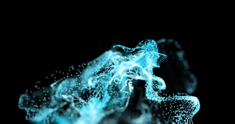 Animation of dots forming dynamic wave pattern against black background Video stock 247907480