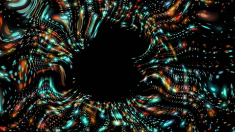 Animation of dots forming dynamic wave pattern against black background Video stock 312423093