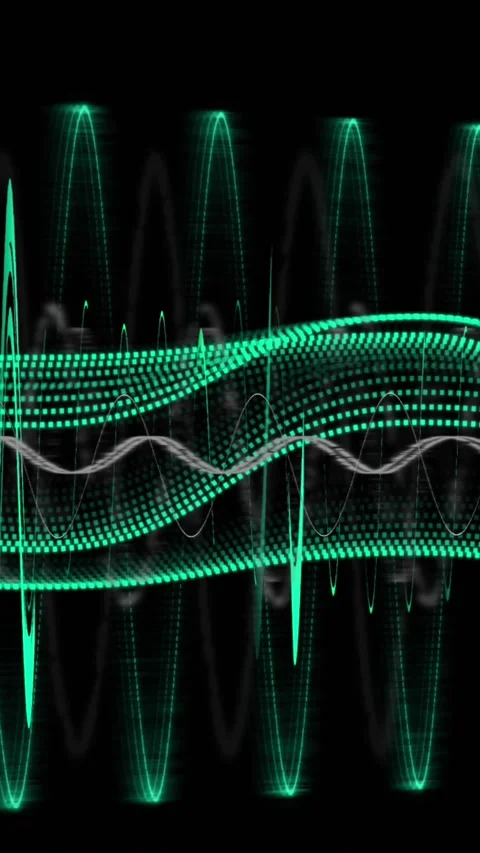 Animation of dots forming dynamic wave pattern over circular patterns against Video stock 321172071
