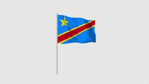 Animation of the DR Congo flag fluttering on a flagpole against a transpare.. Stockbeeldmateriaal 345390709