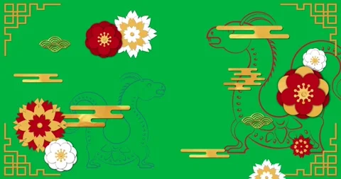 Animation of dragon signs with chinese pattern on transparent background Stock Footage 317925209