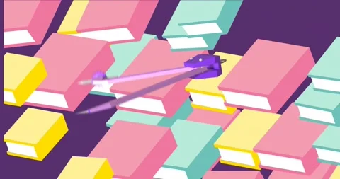Animation of drawing compass and school ... | Stock Video | Pond5